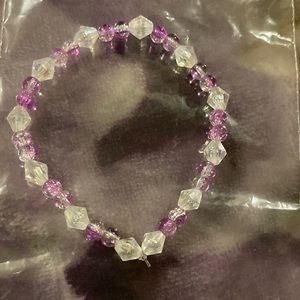 Purple handmade bracelet with crystal clear